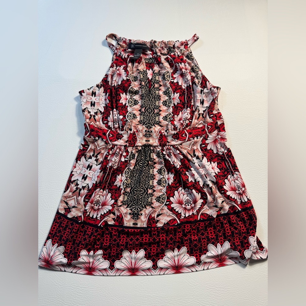 INC International Concepts Floral Halter Dress in Red and Black sz M